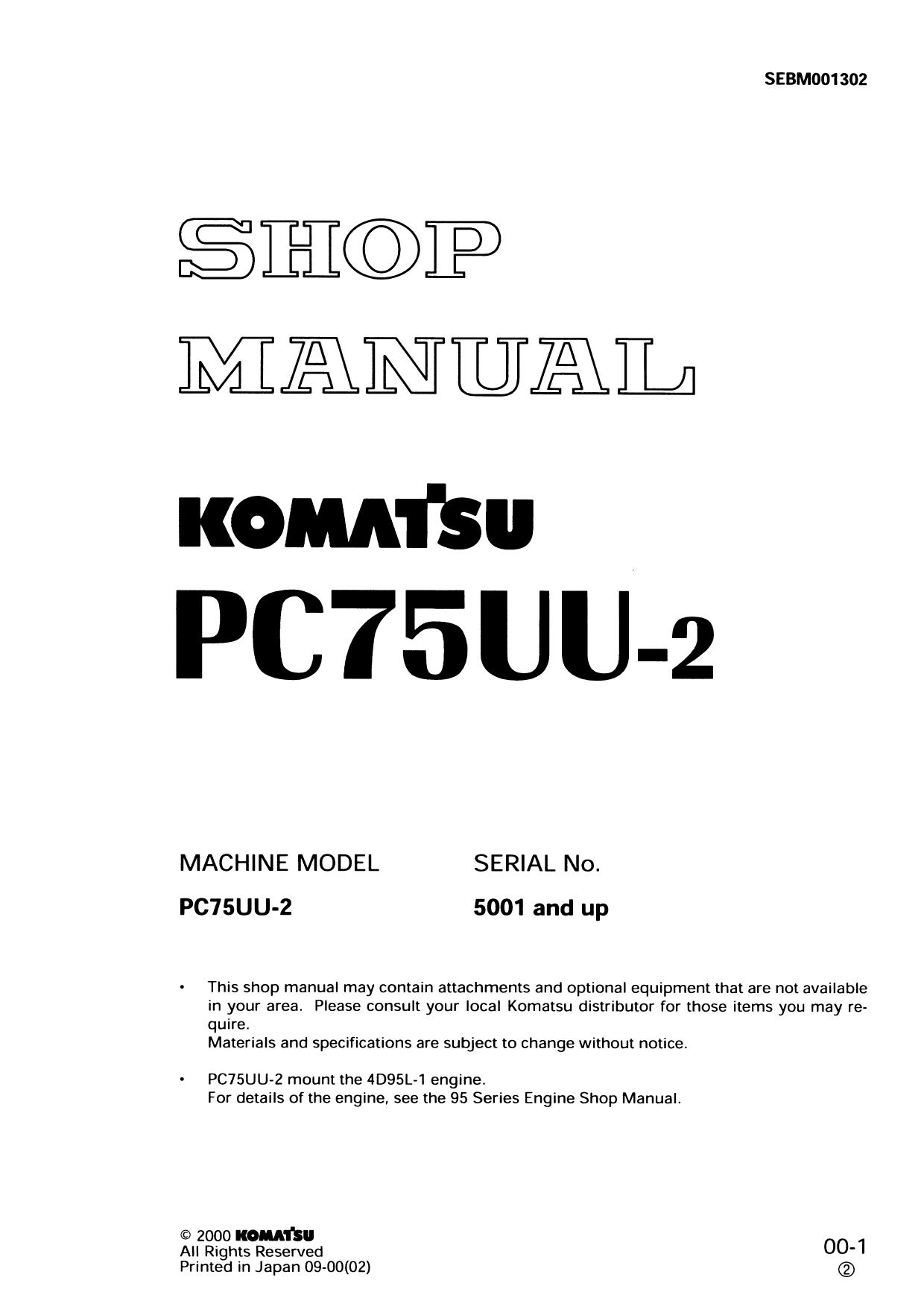PC75UU-2 Shop Manual